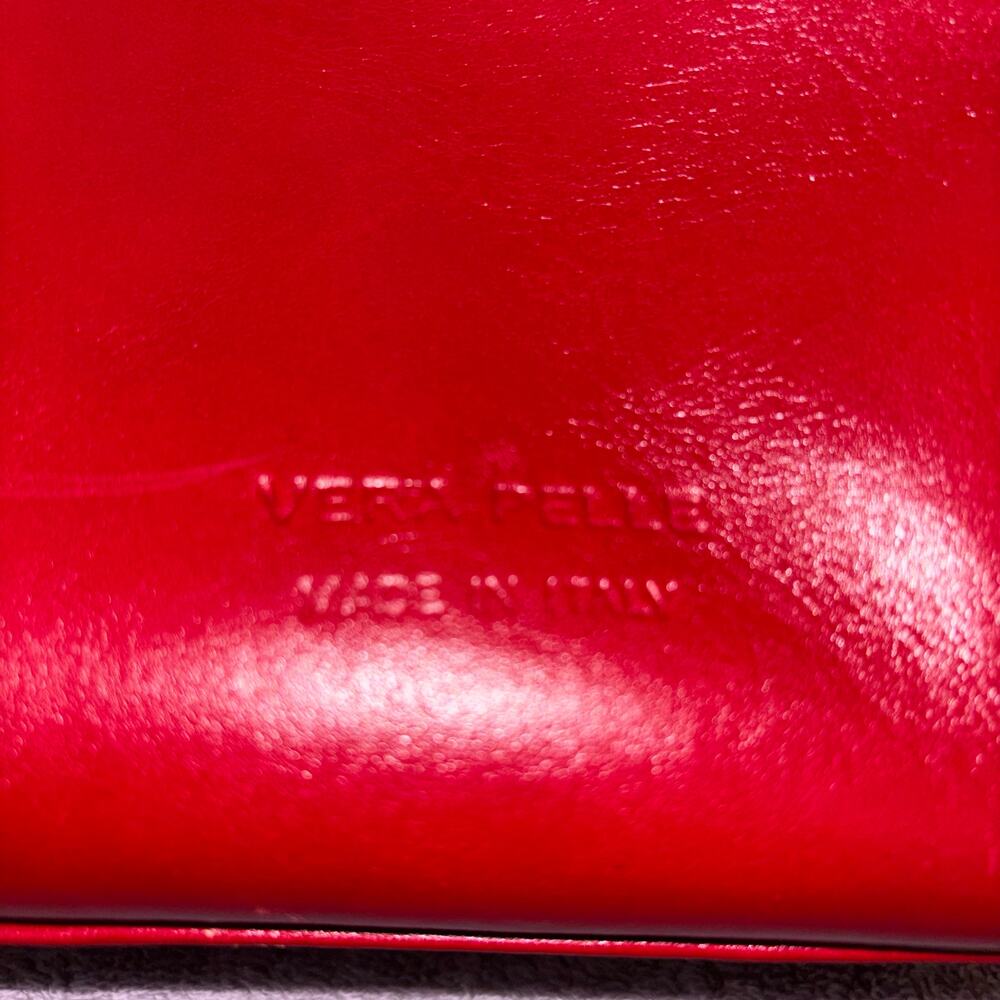 Vera Pelle Italian Leather Handbag – Red & Black Structured Satchel - Picture 11 of 12